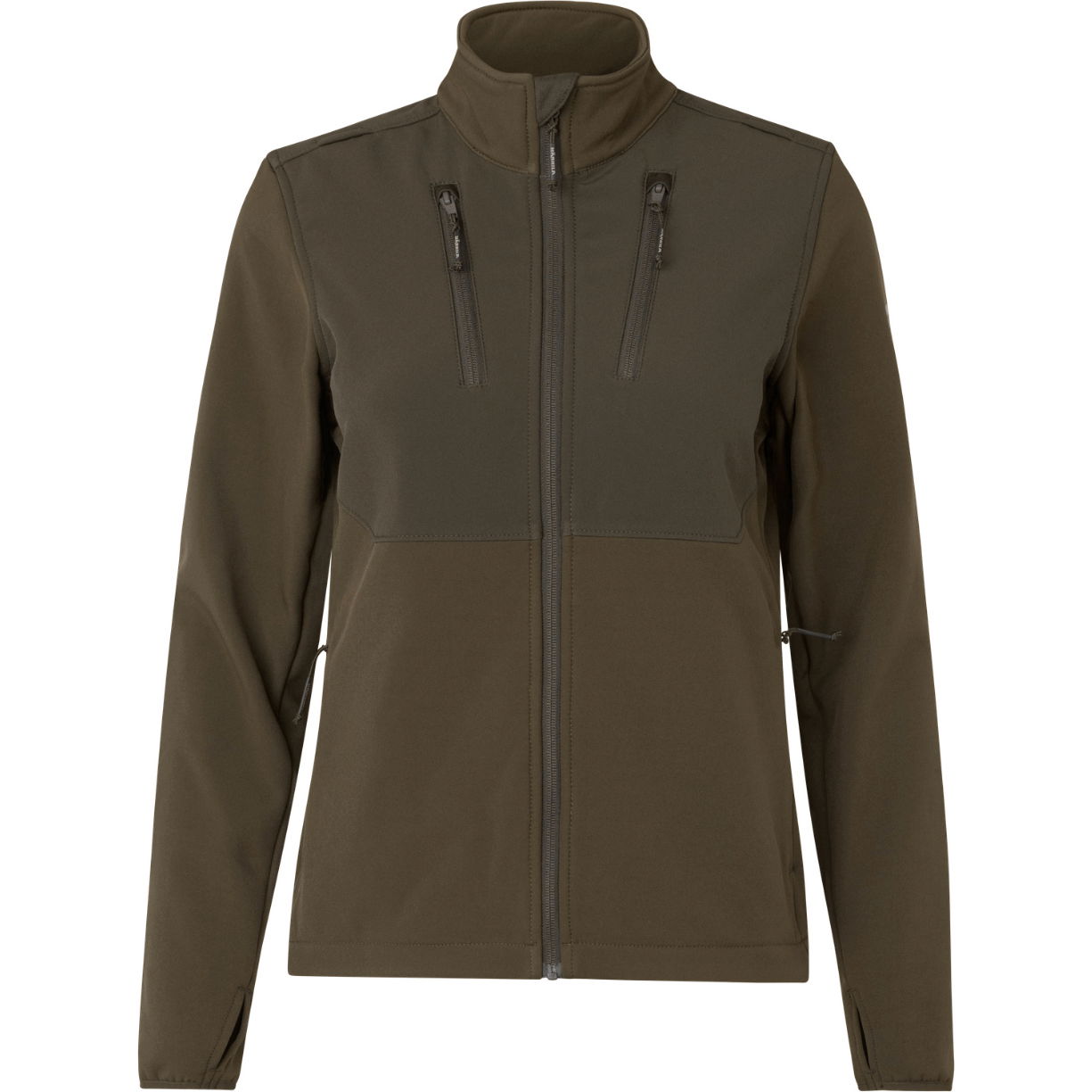 2026 Harkila Womens Scandinavian Softshell Jacket 112440022001 - Willow Green / Shadow Brown